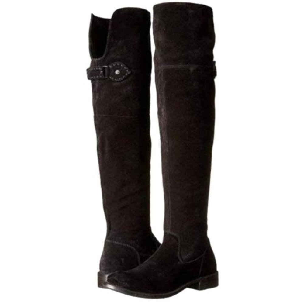 Frye Shirley OTK Black Oiled Suede Leather Boots Size 7 - Picture 2 of 8